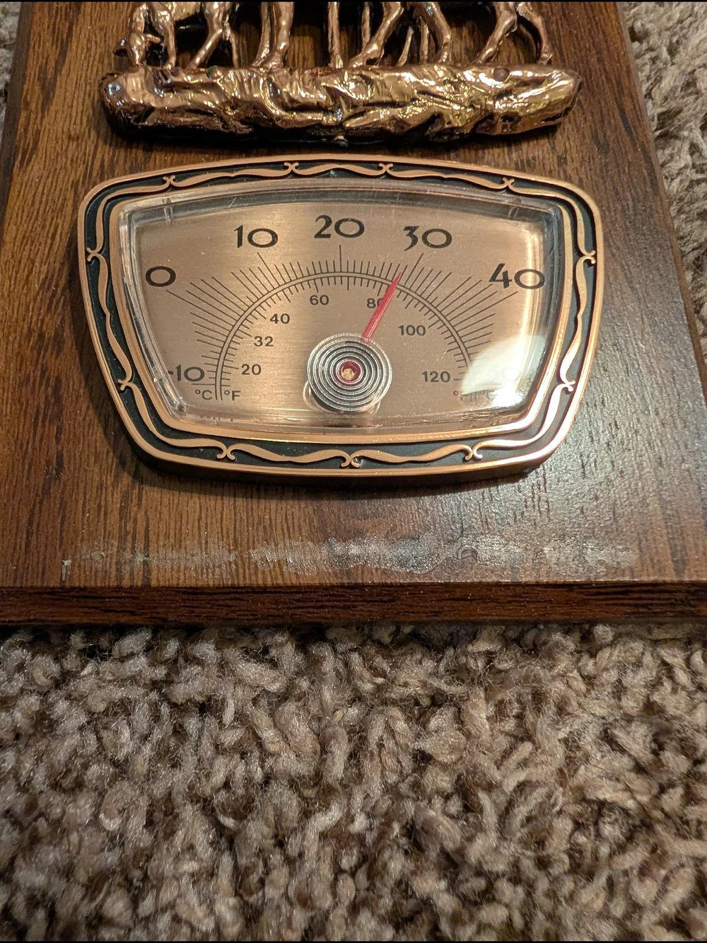 Wheeling, West Virginia Wall Thermometer with Copper Deer Relief